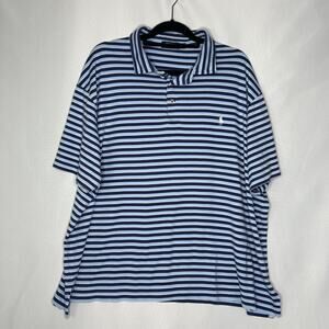 Polo Ralph Lauren Shirt Mens Casual Knit Pony Blue Striped Short Sleeve 3XB